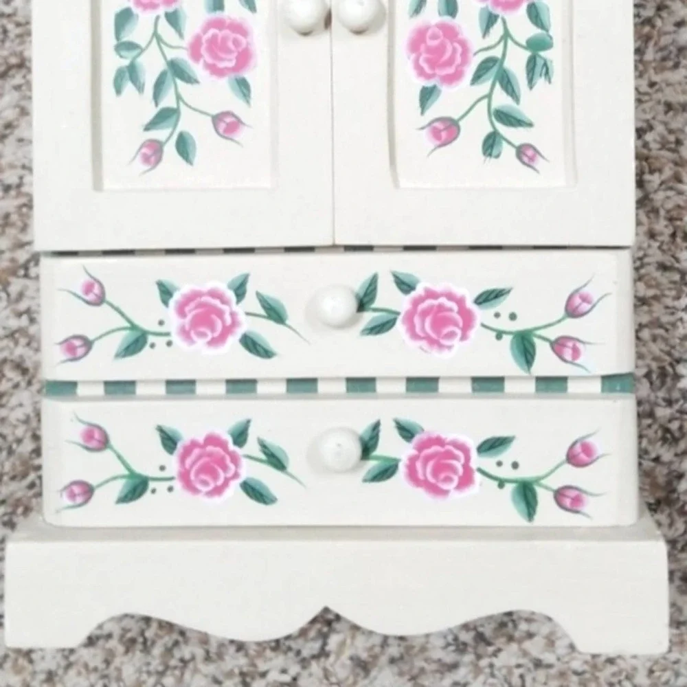 Floral jewelry armoire cottage shabby chic jewelry box